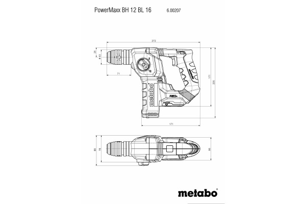 Аккумуляторный перфоратор Metabo PowerMaxx BH 12 BL 16